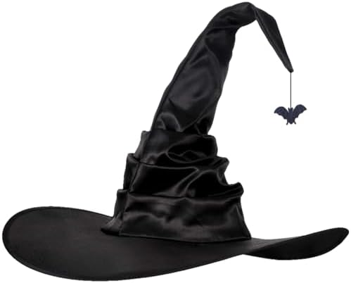 Witch Hat, 18 Inches Wicked Wizard Hat with Wide Brim, Cosplay Accessories for Women Halloween Witch Costume Party