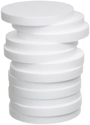 Crafare 8 Inch Round Foam Circles for Crafts 5 Pack 1 Inch Thick Round Polystyrene Craft Discs White for Wedding Holiday Christmas Crafts Making and School Projects DIY