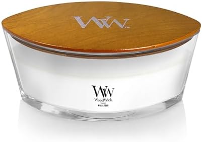 Yankee Candle WoodWick Ellipse Scented Candle White Teak 16oz | Up to 50 Hours Burn Time Christmas | Holiday