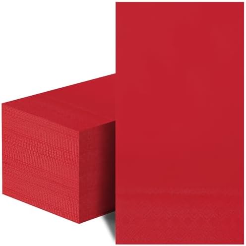100 Pcs Red Paper Napkins Disposable - Red Guest Dinner Napkins for Bathroom Wedding Birthday Anniversary Christmas Party