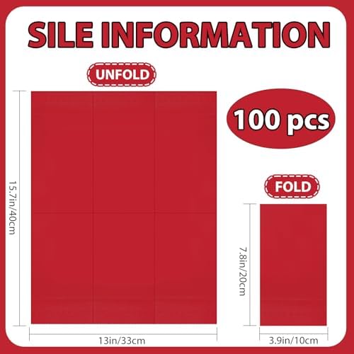 100 Pcs Red Paper Napkins Disposable - Red Guest Dinner Napkins for Bathroom Wedding Birthday Anniversary Christmas Party