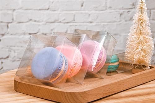 XP-ART 50 PCS Individual Clear Chocolate Coverd Oreos Cookie Boxes,2.36" x 2.36" x 1.18" Individual Macaron Box Mooncake Packaging for Wedding Easter Halloween Christmas Party