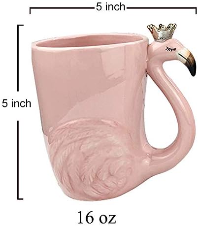16 oz Cute Pink Coffee Mug Ceramic Flamingo Gift Unique Cups Mom Day Gift for Women Her Grandma Pretty Mug Funny Coffee Cup Funky Xmas Presents for Girlfriend Decorative Animal Decor Christmas Mugs