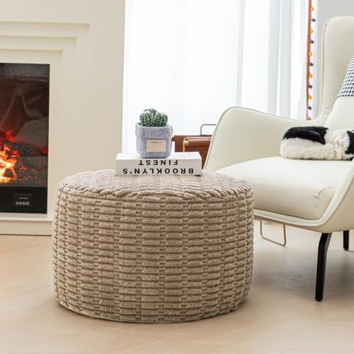 Asuprui Pouf Ottoman Stuffed Round Modern Foam Filled Ottoman Foot Rest Poufs for Living Room Chair Decorative Boho Foot Stool for Wedding Christmas Party