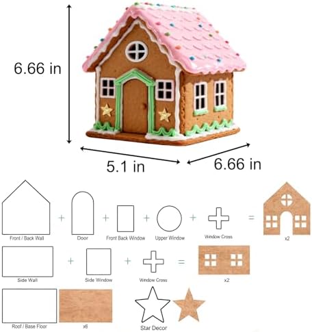 10Pcs Gingerbread House Cookie Cutters Set for Christmas Winter Holiday Baking and Decoration, Stainless Steel 3D Gingerbread House Kit for Kids Adults, Gift Package