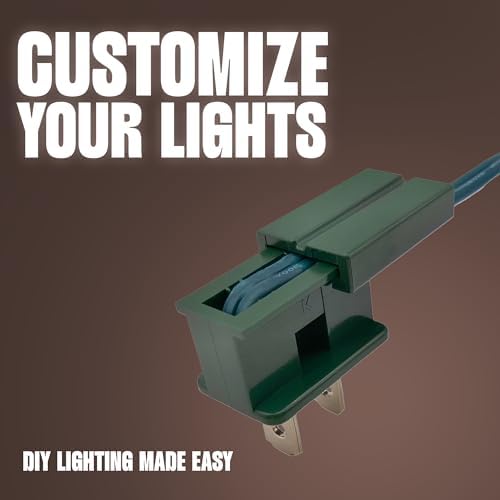 HLO Lighting Male Green Slip Plug for SPT-1 Zip Cord | Vampire Plug for Christmas Lights | 5 Pack