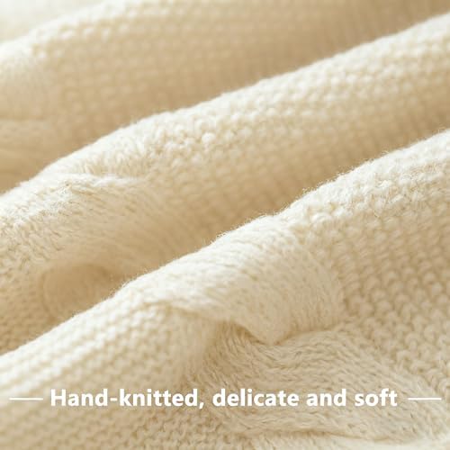 36 Inch White Knitted Christmas Tree Skirt: Small Thick Cable Knit Round Cream Tree Skirt for 4-6FT Tree Rustic Neutral Farmhouse Christmas Tree Decorations Tree Base Cover