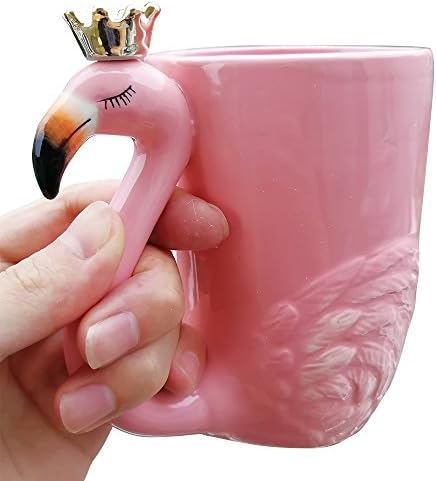 16 oz Cute Pink Coffee Mug Ceramic Flamingo Gift Unique Cups Mom Day Gift for Women Her Grandma Pretty Mug Funny Coffee Cup Funky Xmas Presents for Girlfriend Decorative Animal Decor Christmas Mugs