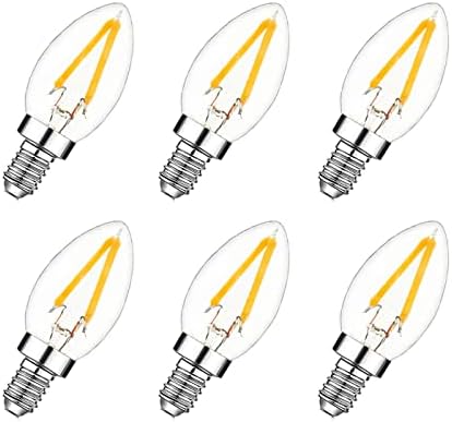 LED Night Light Bulb – C7 E12 LED Bulbs – Candelabra Light Bulbs, 1.5 Watt Equivalent 15W Incandescent Bulb, Warm White 2700K For Christmas, Party, Weddings, Garden, Backyard Non-dimmable 6pack