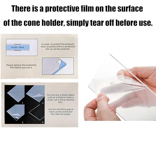 Youeon 2 Pack Acrylic Ice Cream Cone Holder with 6 Holes, Clear Waffle Cone Holder Stand, Sushi Hand Roll Stand for Wedding, Birthday, Christmas, Thanksgiving, Party or Buffet, Easy to Assemble