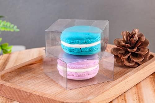XP-ART 50 PCS Individual Clear Chocolate Coverd Oreos Cookie Boxes,2.36" x 2.36" x 1.18" Individual Macaron Box Mooncake Packaging for Wedding Easter Halloween Christmas Party