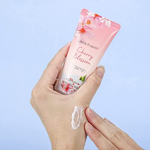 Body & Earth Gift Baskets for Women Bath and Body Set for Her, Cherry Blossom & Jasmine Spa Gifts for Women Christmas Gifts, Regalos Para Mujer