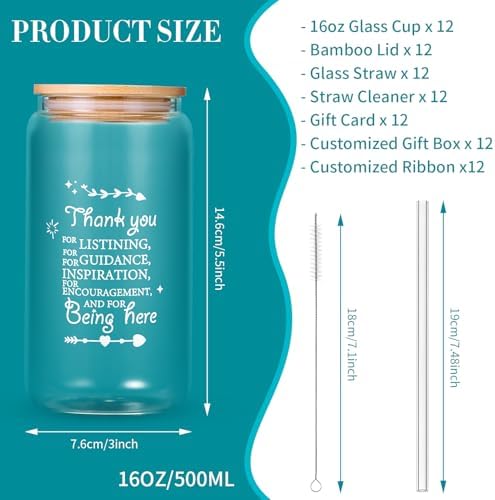 12 Set Employee Appreciation Gifts Bulk, Personalized Inspirational Thank You Gifts for Christmas Staff Coworker 16 oz Can Shaped Beer Glass Cups, Gift Box and Card for Team Women Men Teacher