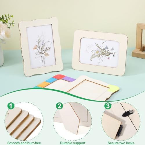 16 Pack Wooden Picture Frames for Crafts, 4" x 6" Photos Wooden Frames,Unfinished Picture Frame Craft for Christmas Birthday Party Wedding Gifts