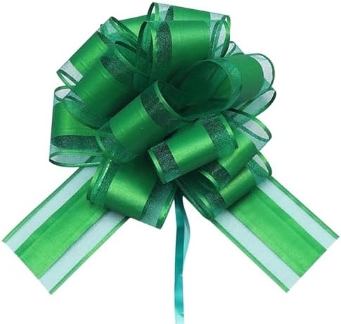 HSXJJ 6 Pcs Large Gift Bow,Pull Bows for Gift Wrapping,6 inches,Basket and Wedding Decoration,Holiday and Birthday Presents Wrapping Bows,Christmas Bows for Gift Wrapping(Green)