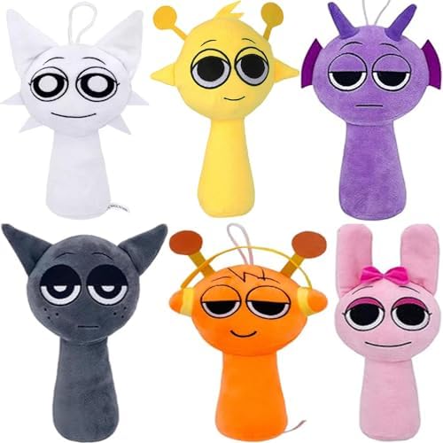 WMP® Sprunky Plush, Sprunky Game Plush Toys, 6PCS Plush Toys, Horror Games Plushies Toy for Fans, Soft Stuffed Animal Pillow Figure Doll Christmas Birthday Gifts Adult Kids (6 PCS 9" Plush Sprunky)