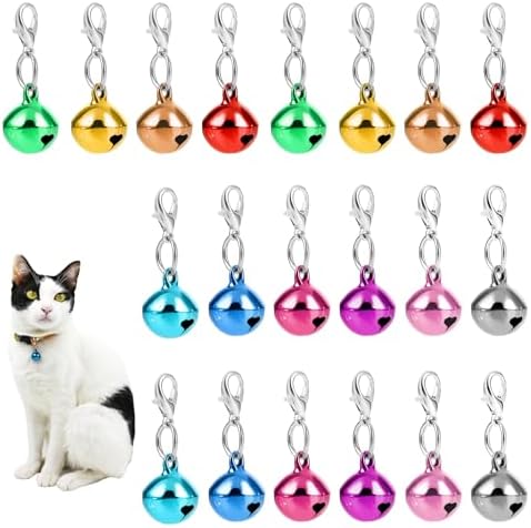 10 pcs Pet Bells for Dog Cat Collar, Metal Round Collar Charms Loud Crisp Sound with Clasps, Kitten Small Animal Pendant Accessories, Christmas Decoration Jingle Bell(Colourful)