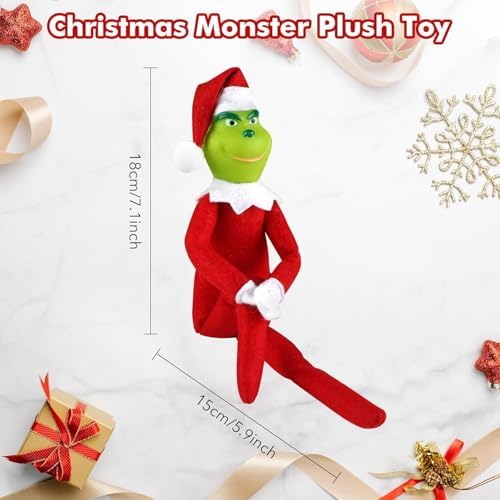 12.6'' Red Christmas Monster Plush Toy, Christmas Stuffed Figures Doll for Kids and Christmas Tree Home Decorations(Red)