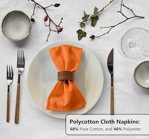 Zoyer Cloth Napkins Set of 4, 18x18 Inches Cotton Enrich Napkins Cloth ‎Washable, Soft & Durable Dinner Napkins for Parties, Wedding, Christmas, ‎Thanksgiving & Everyday Use - Orange