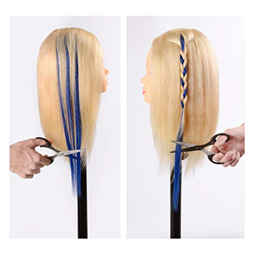 Winsky Blue Clip in Hair Extensions 100% Real Human Hair - Straight Highlights Colored Clip on Christmas Hairpieces 5 Pieces/Set (18inch, Blue)