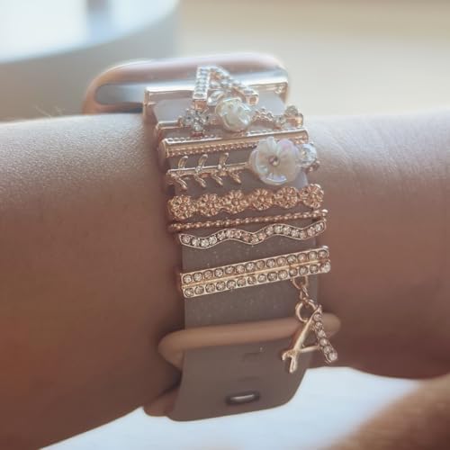 christmas watch charms with 12pcs Decorative ring Loops 3pcs watch stud,metal Diamond Sliding Strap Accessories Compatible with Apple watch Silicone bands iwatch Series Rhinstone ornament