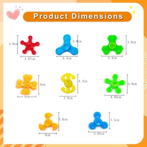 100 Pack Mini Fidget Spinner Toys,Stress Relief Sensory Toys,Birthday Party Favors Gifts for Kids Teens Adults,Christmas Stocking Goodie Bag Stuffers,Treasure Box Toys for Classroom Prizes Supplies
