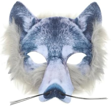 1Pcs Halloween Animal Face Mask - Wolf, Owl, Fox, Tiger Half Face Masquerade for Halloween