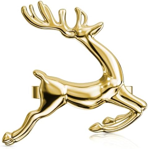 ZeeDix Gold Reindeer Christmas Napkin Rings Set of 6, Napkin Holder Ring for Christmas Dinner Table Decor Cloth Napkins, Wedding Receptions, Holiday Party, Banquet and Home Kitchen