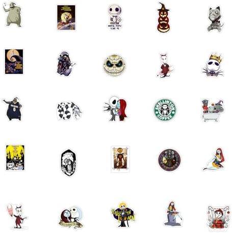 100pcs The Nightmare Before Christmas Sticker for Adult, Stickers for Teen Girl, Waterproof Vinyl Sticker for Water Bottle Laptop Phone Party Favors (Grey)