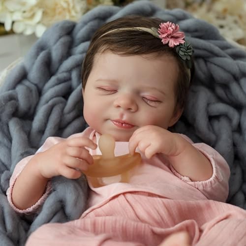 WOOROY Realistic Reborn Baby Dolls -18inch Lifelike Newborn Silicone Baby Girl with Full Body Vinyl,Christmas Birthday Gift with Accessories for Age 3+