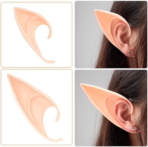 Fairy Pixie Ears, Latex Elf Ears, Anime Party Dress Up Costume Accessories for Halloween Christmas Cosplay Masquerade
