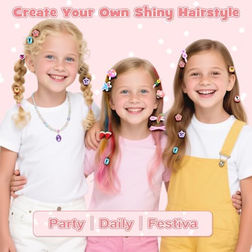 Dreamon 51 Pcs Hair Styling Tools - Hair Gem Stamper Kit and Automatic Hair Braider - Bling Hair Jewels for Girl with Reusable Shining Diamonds and Hair Chalk - Hair Salon Toys Christmas Birthday Gift