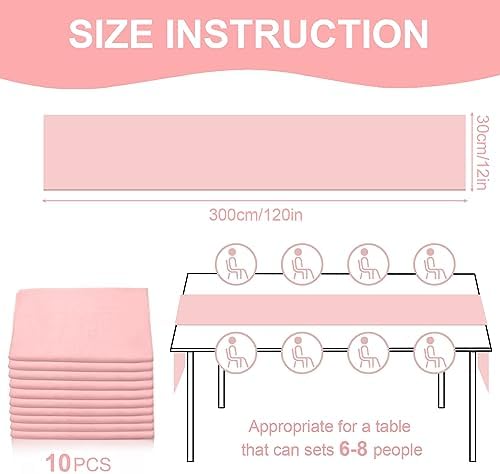 10 Pack 10ft Baby Pink Chiffon Table Runners Wedding Table Runner Sheer Romantic Tulle Table Runner for Christmas Wedding Bridal Tea Party Baby Shower Birthday Party Table Decorations(120 x 12 in)