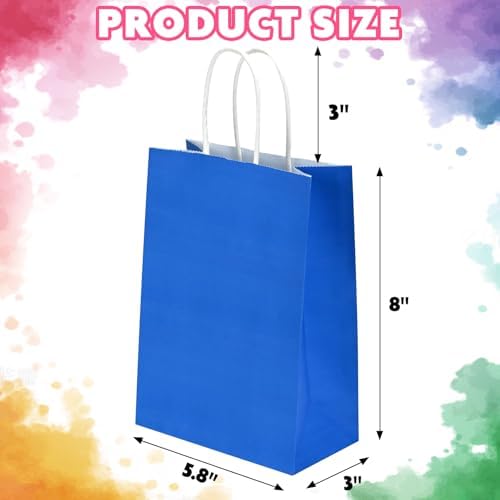 10 Pcs Paper Gift Bags with Handles, 8" Rainbow Color Goodie Bags for Party, Christmas, Favor, Birthday, Wedding, Events, Classrooms, Celebrations