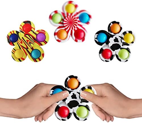 12 Pcs Fidget Spinners Pop Toys for Party Favors, Sensory Fidget Toys Bulk for Classroom Prizes, Easter Christmas Valentine Gifts for Kids Easter Basket Stuffers