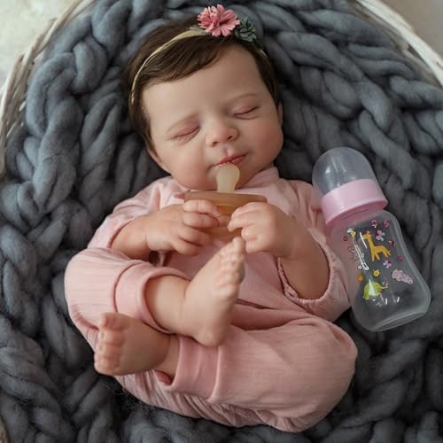 WOOROY Realistic Reborn Baby Dolls -18inch Lifelike Newborn Silicone Baby Girl with Full Body Vinyl,Christmas Birthday Gift with Accessories for Age 3+