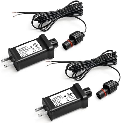 2 PCS Replacement Yard Inflatable Adapter with 9.8ft Extension Cables, 12V 1A Class 2 Power Supply,Low Voltage Transformer US Plug and Electric Cord for Halloween/Thanksgiving/Christmas Inflatables