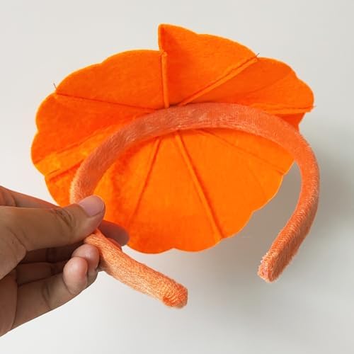 2 Pcs Halloween Pumpkin Headband Green Leaf Pumpkin Hair Hoops Orange Pumpkin Headpiece Hairband Hair Bands Women Christmas Party Decoration Cosplay Costume Cute Handmade Dress Up Hair Accessories