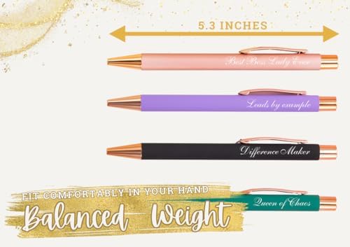 InnoBeta Boss Lady Gifts for Women, Ballpoint Pen Set of 4, Funny Gift idea for women/female in Boss Day, Birthday, Christmas, Appreciation - Best