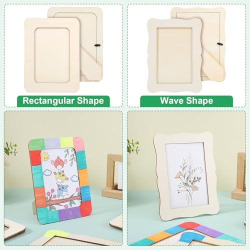 16 Pack Wooden Picture Frames for Crafts, 4" x 6" Photos Wooden Frames,Unfinished Picture Frame Craft for Christmas Birthday Party Wedding Gifts