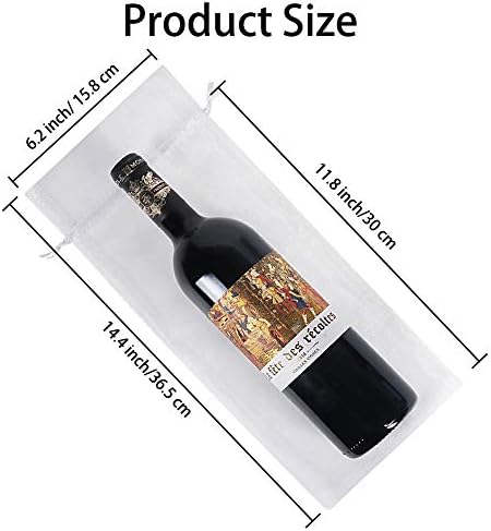 HRX Package 30pcs White Organza Wine Bags, Sheer Mesh Wine Gift Pouches Bottle Covers Dresses Drawstring for Christmas
