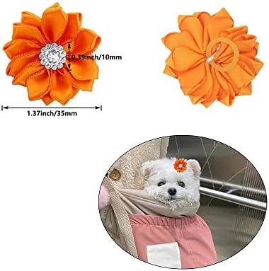 40Pcs Puppy Yorkie Dog Hair Bows Flower with Rubber Band,Pet Small Dog Girl Flower Christmas Hair Topknot Bowknot Hair Accessories Pet Grooming for Party Christmas Birthday