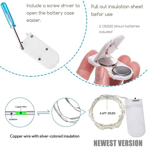 15 Packs Fairy String Lights, 6.6FT 20 LED Battery Operated Silver Copper Wire Starry String Light for DIY Party Christmas Costume Wedding Easter Table Decorations (Cool White)