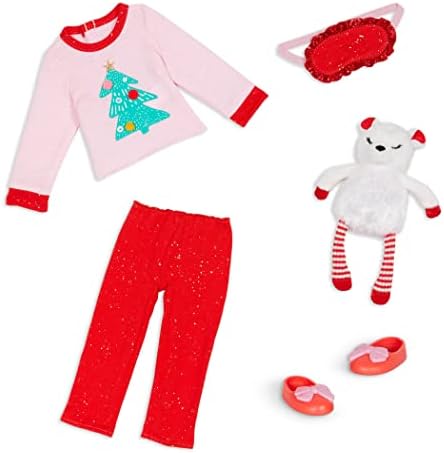 Glitter Girls – 14-Inch Doll Clothes – Festive Christmas Outfit with Slippers – FA LaLaLaLa, Sleepover Pajama