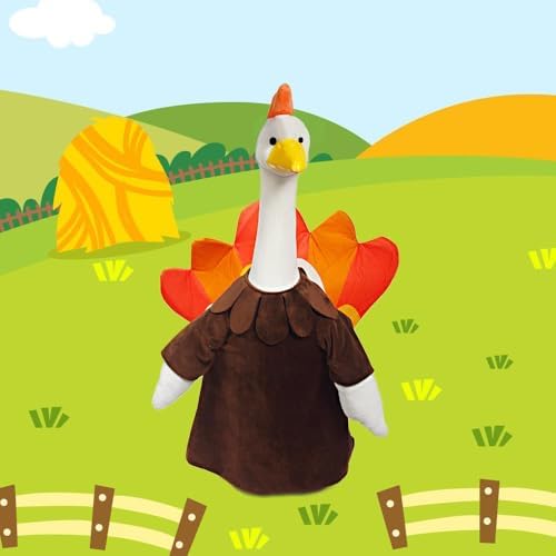 23 Inch Porch Goose Outfit, Seasonal Holiday Decor for Lawn Statues, Halloween Thanksgiving Christmas Goose Clothes Outdoor Costume for Plastic Garden Geese (Turkey Goose Outfits, One Size)
