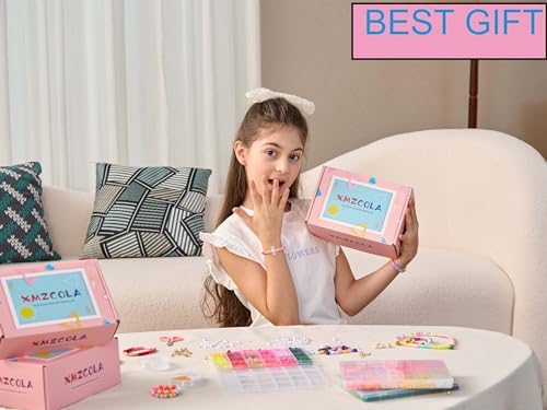 XMZCOLA Clay Beads Bracelet Making Kit, 144 Colors Flat Polymer Friendship Spacer Heishi Beads for Jewelry Making with Letter Beads and Elastic Strings, 2025 Crafts Christmas Gift (144 Colors)