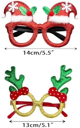 JoFAN 12 Pack Christmas Glasses Glitter Glasses Frames Costume Accessories for Christmas Decorations Party Favors Stocking Stuffers Party Supplies