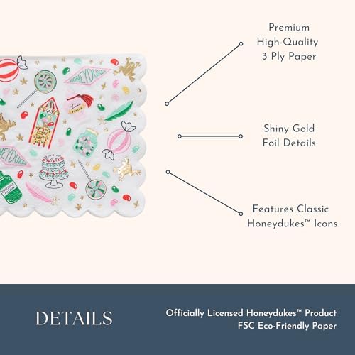 Harry Potter X Bonjour Fête Honeydukes Small Pattern Napkins | 3-Ply Fancy Napkins for Harry Potter Themed Parties | Happy Birthday & Cocktail Decoration | Pack of 24, 5" Fold | Premium Party Supplies
