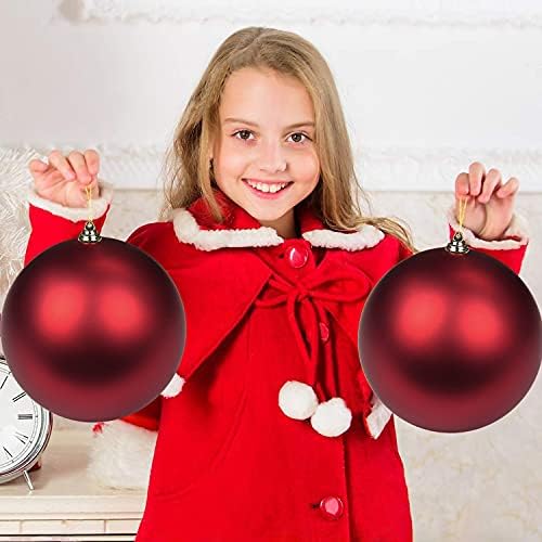 Christmas Ornaments Balls 7.1" Large Christmas Decorations Xmas Tree Shatterproof Big Red Christmas Ball Ornaments with Hanging Loop for Wedding Holiday Halloween Party Indoor Outdoor Decor