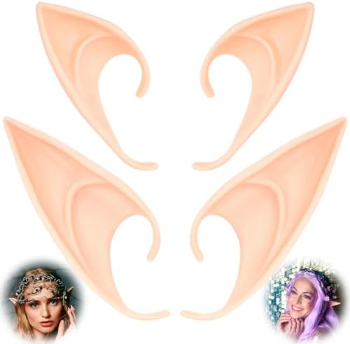 Fairy Pixie Ears, Latex Elf Ears, Anime Party Dress Up Costume Accessories for Halloween Christmas Cosplay Masquerade